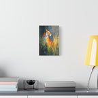 Indian Tiger Art on Canvas - Expressive Wildlife Painting in Golden Orange and Green - Vertical Statement Wall Art
