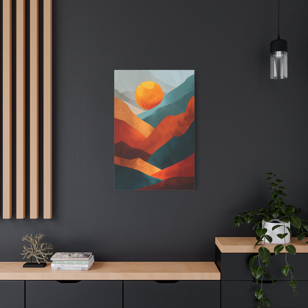 Sunset Wall Art - Warm Earth Tone Mountain Landscape Print