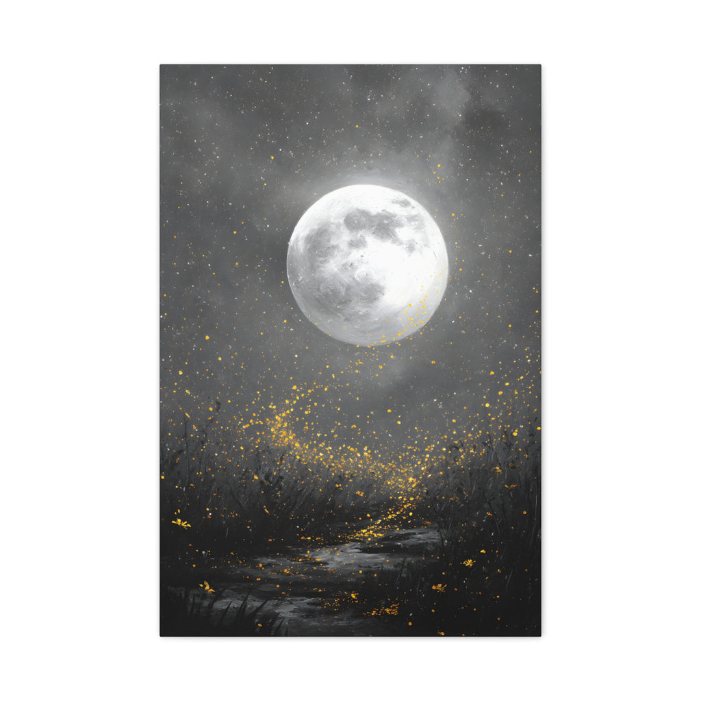 Moon Garden Wall Art - Firefly Path Print - Calm Modern Decor