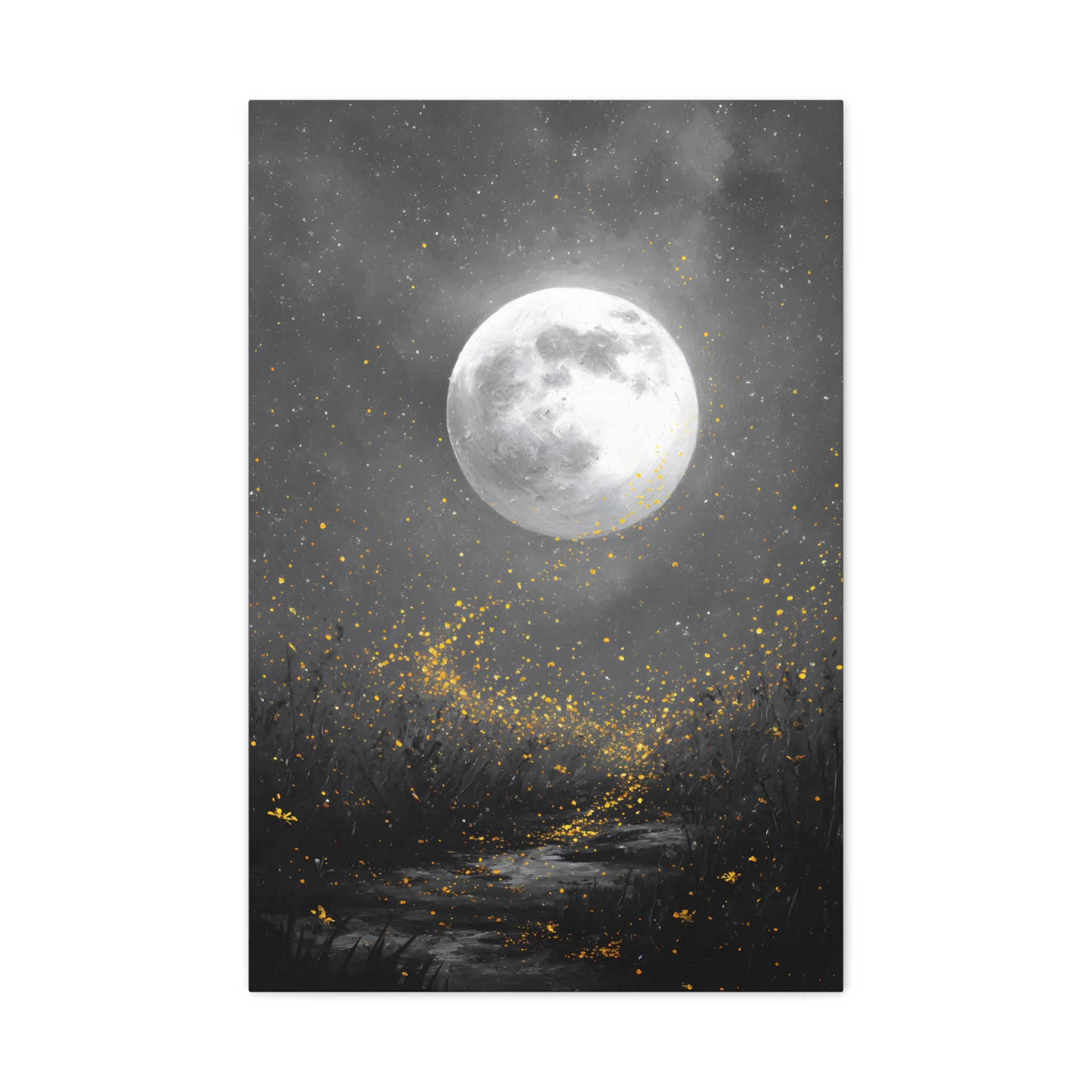 Moon Garden Wall Art - Firefly Path Print - Calm Modern Decor