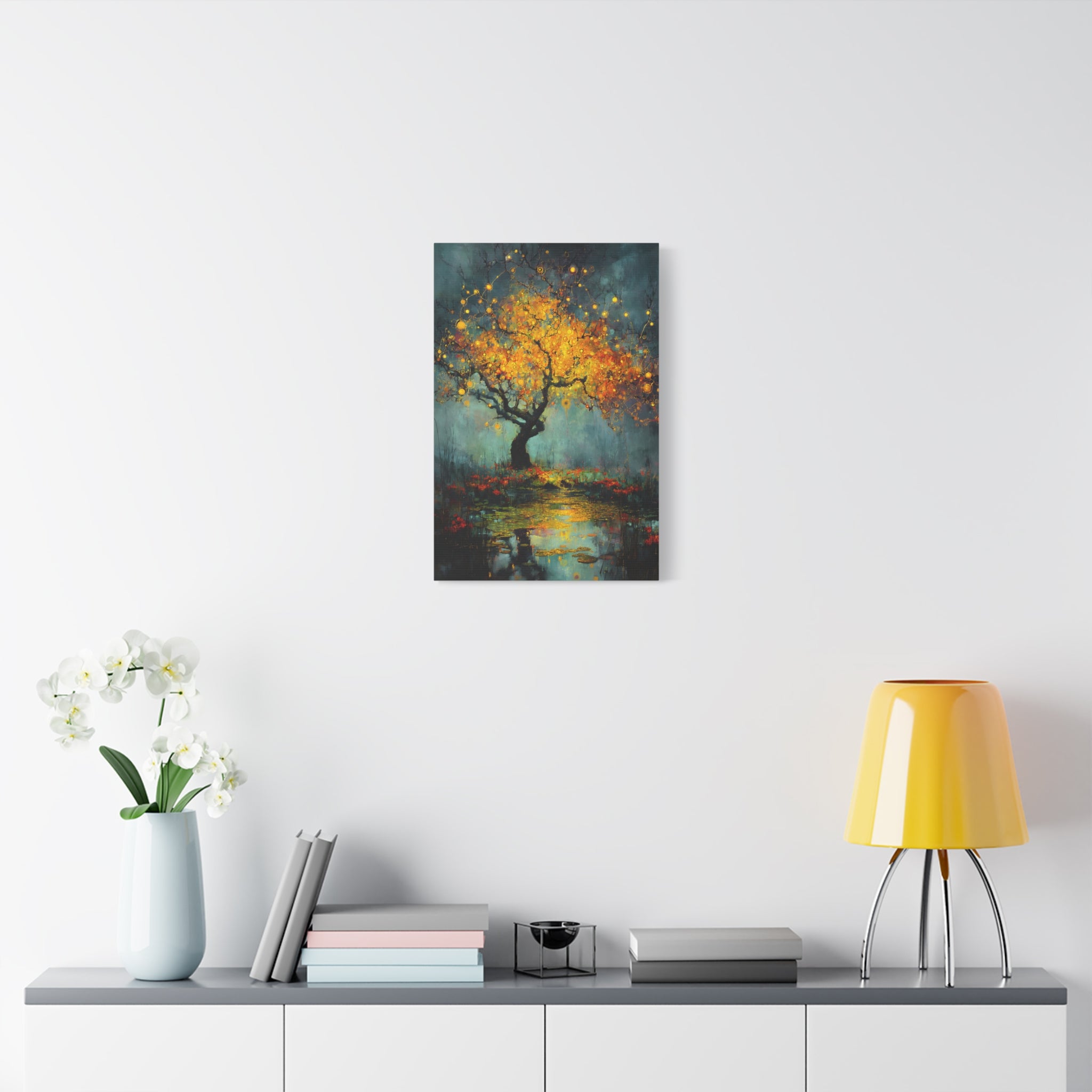 Twilight Orchard Golden Tree of Life Canvas