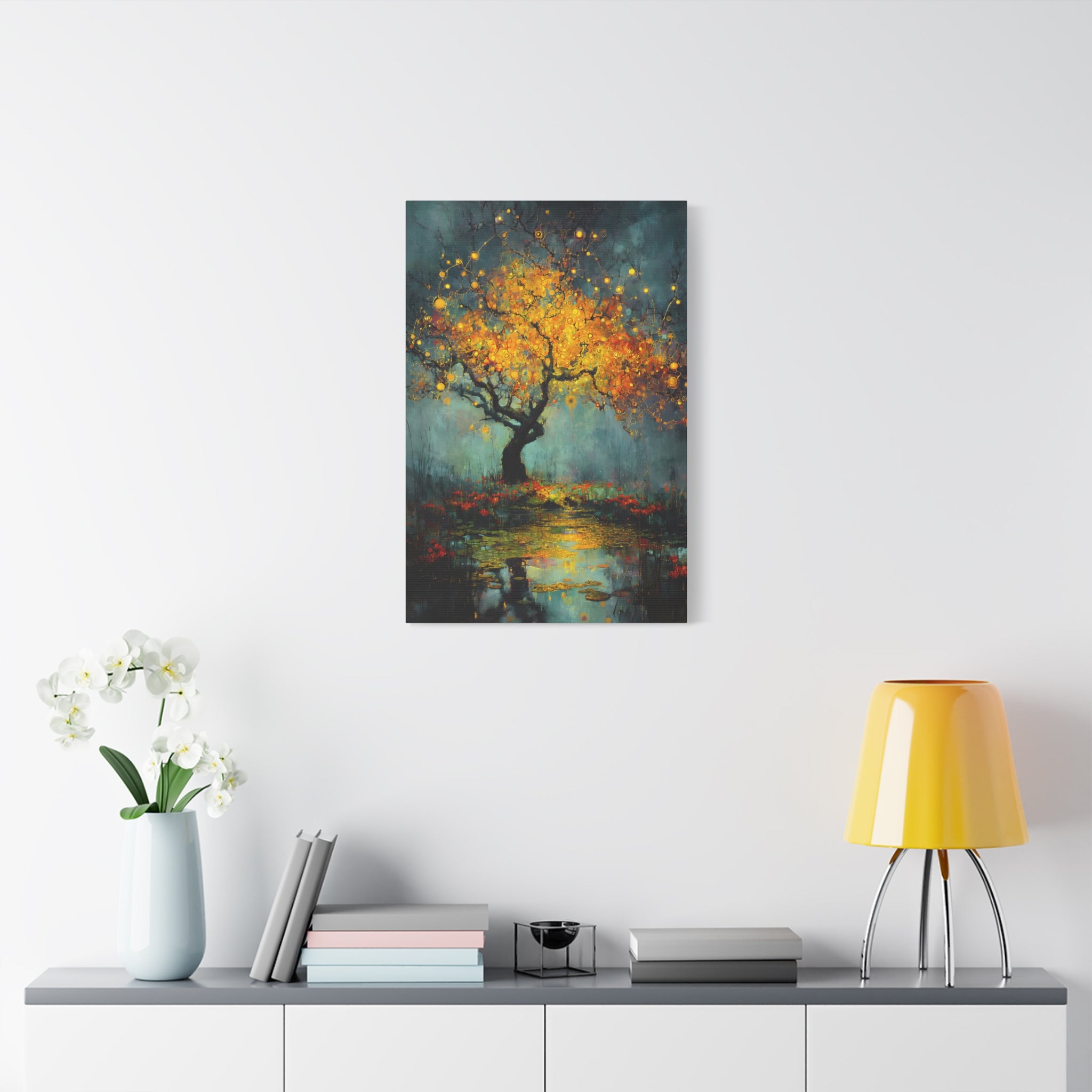Twilight Orchard Golden Tree of Life Canvas
