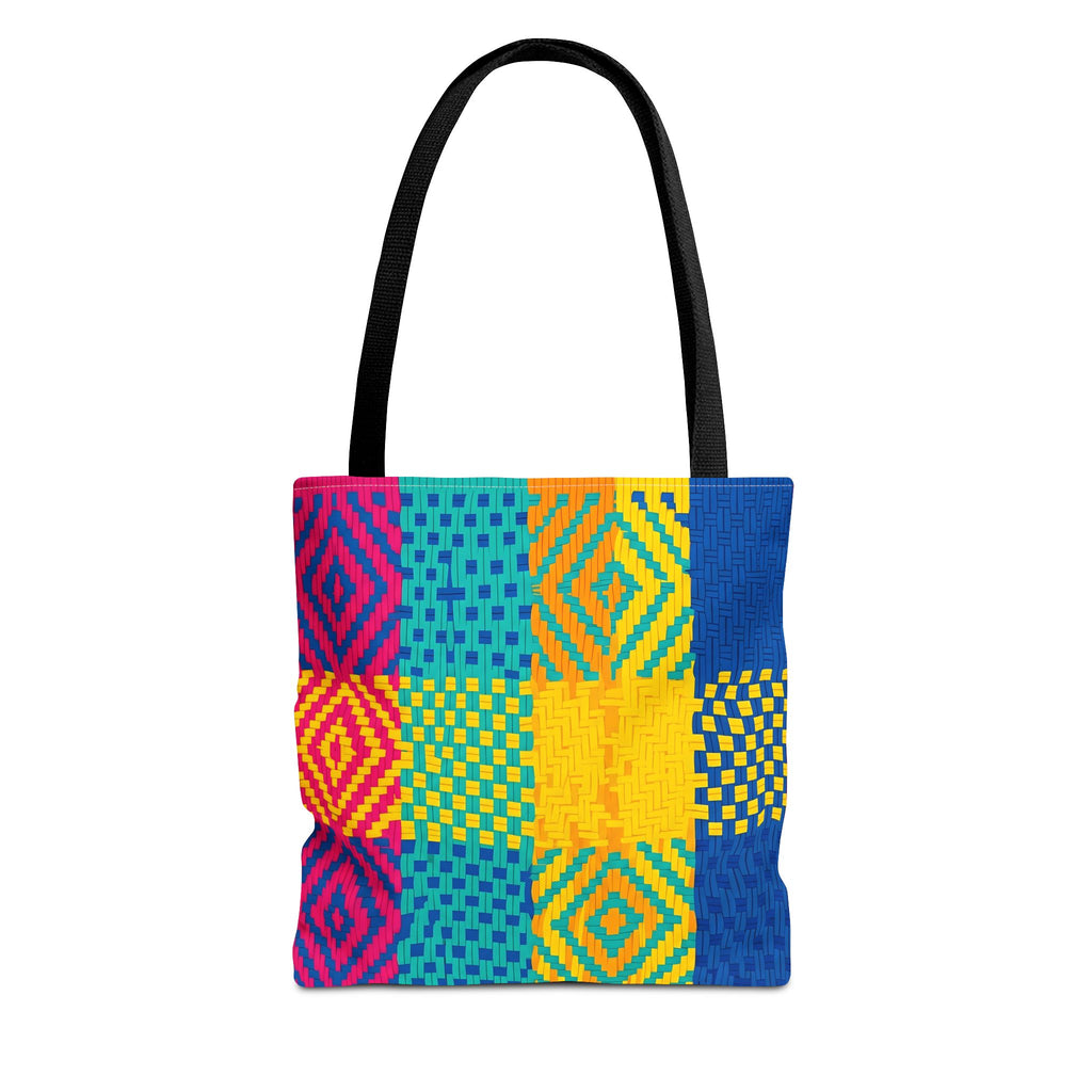 Indian Pattern Tote Bag – Bright Geometric Artwork in Fuchsia, Teal & Yellow
