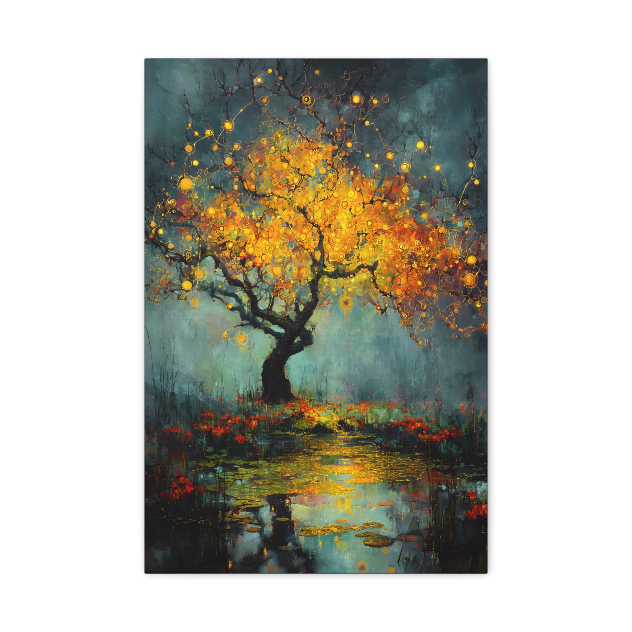 Twilight Orchard Golden Tree of Life Canvas