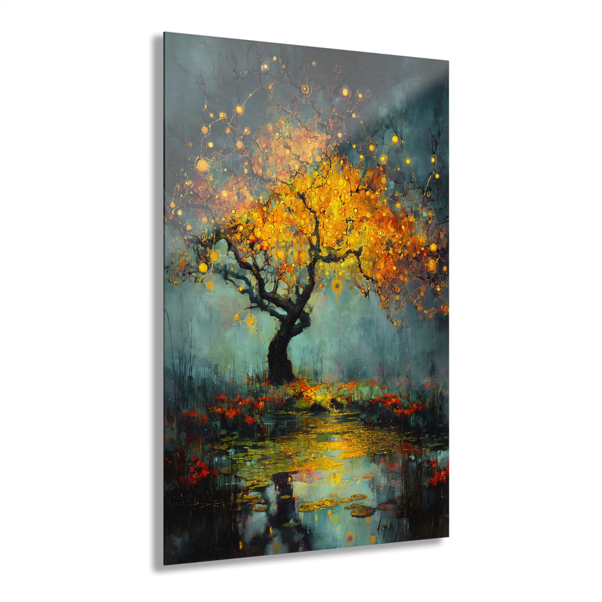 Twilight Orchard Golden Tree of Life Canvas