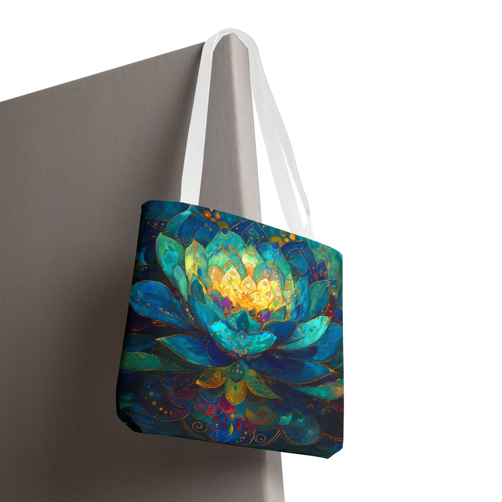 Vibrant Lotus Tote Bag – Eco-Friendly 100% Cotton Shoulder Bag