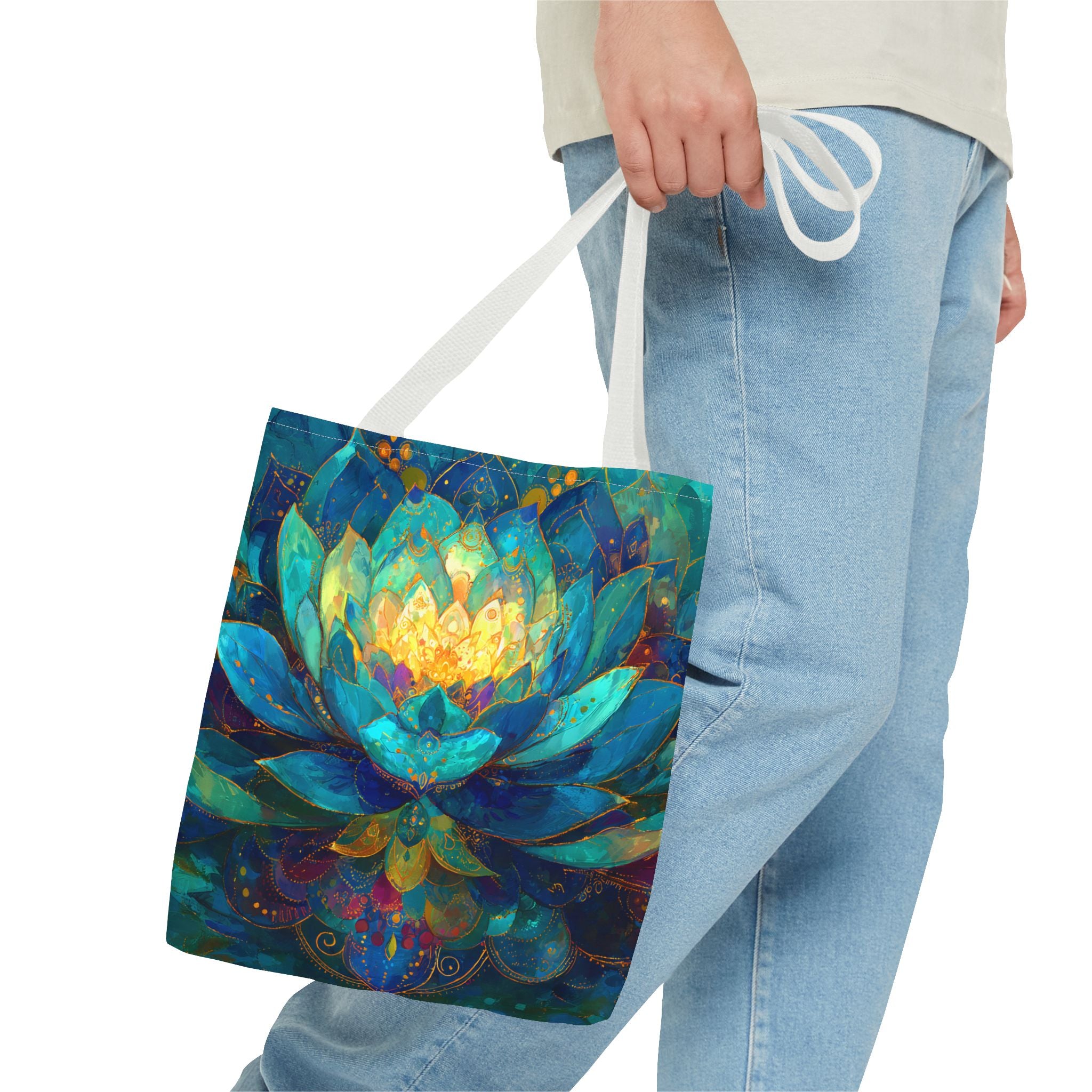 Vibrant Lotus Tote Bag – Eco-Friendly 100% Cotton Shoulder Bag