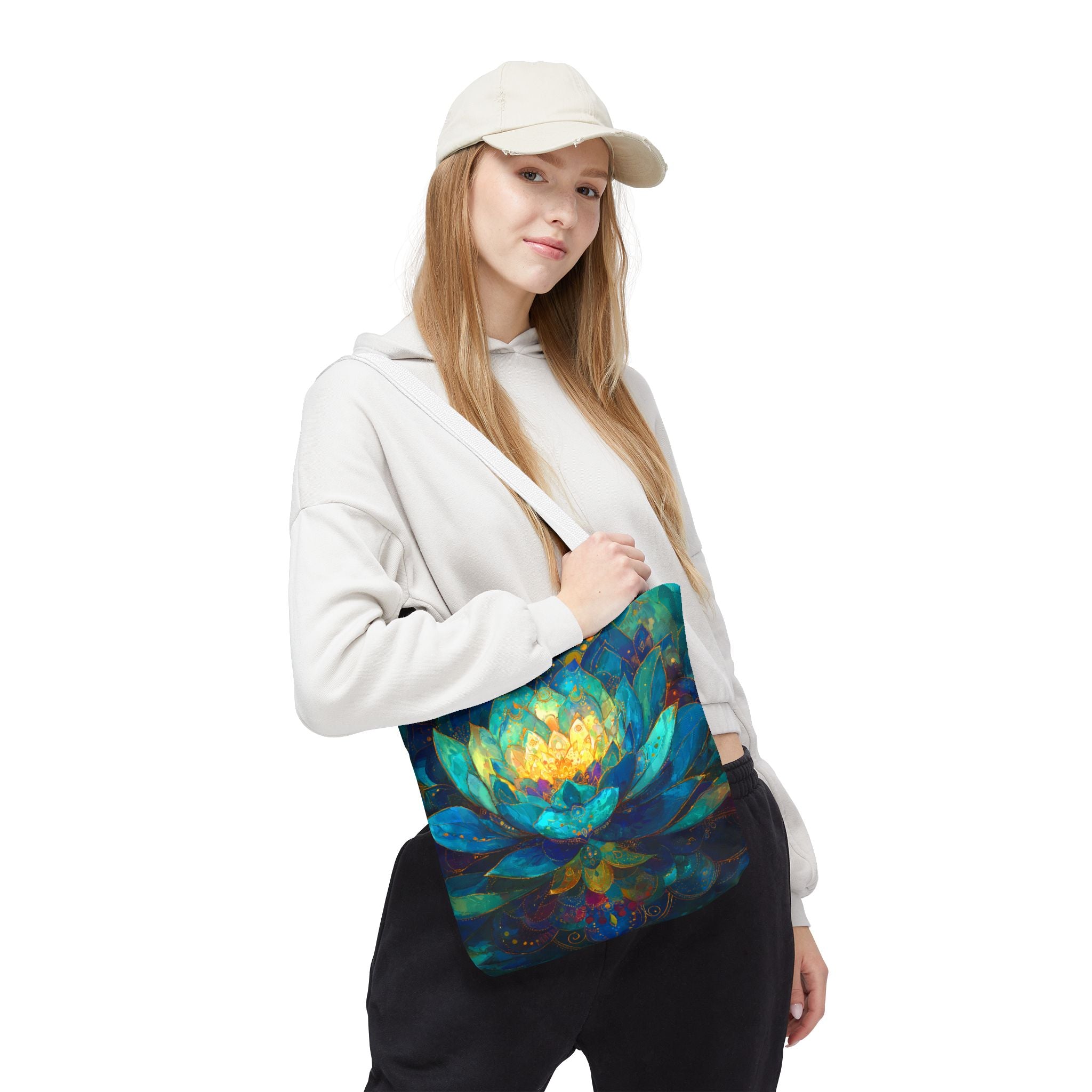 Vibrant Lotus Tote Bag – Eco-Friendly 100% Cotton Shoulder Bag