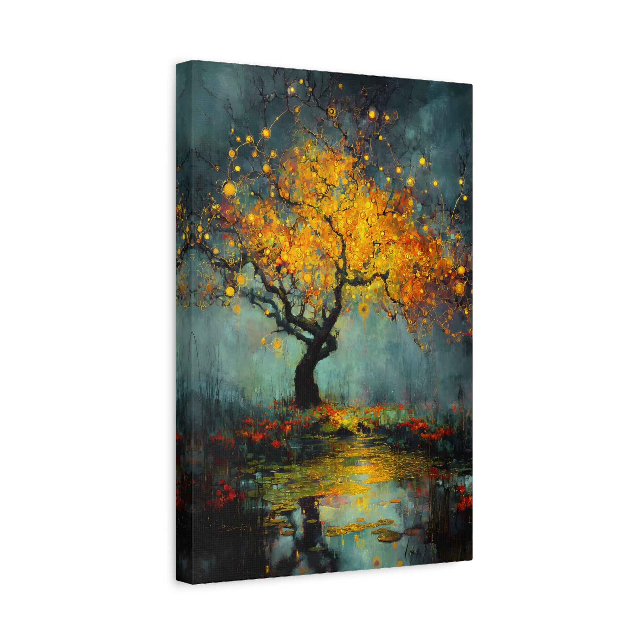Twilight Orchard Golden Tree of Life Canvas