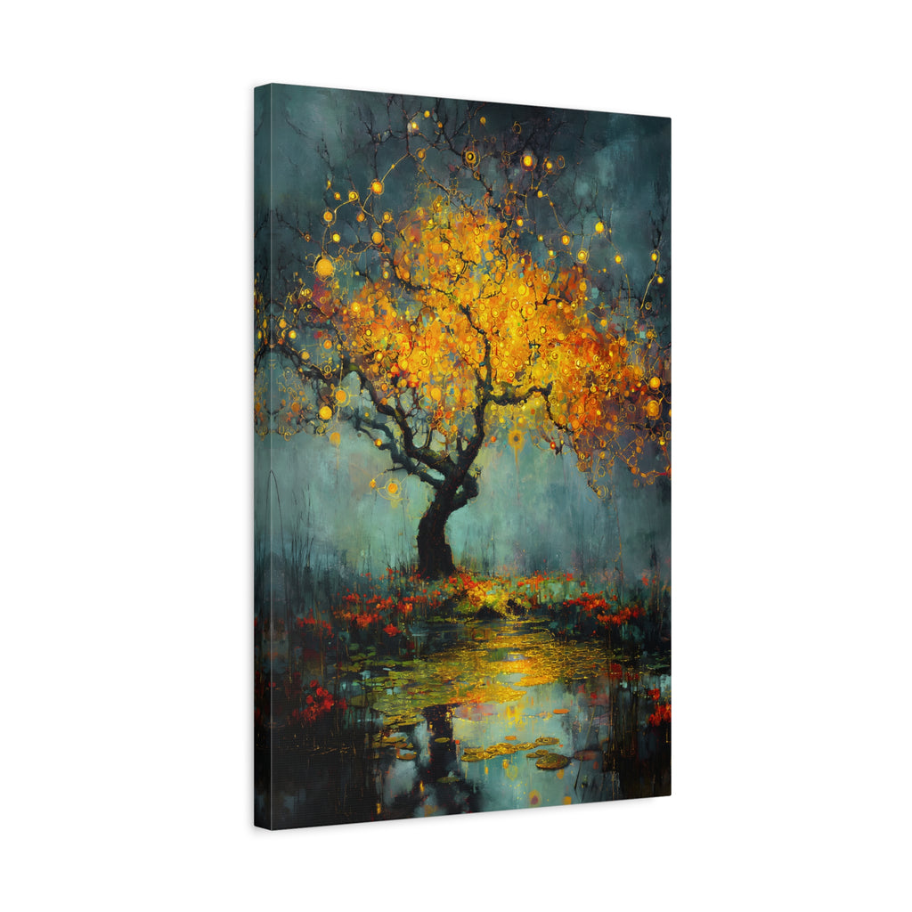 Twilight Orchard Golden Tree of Life Canvas