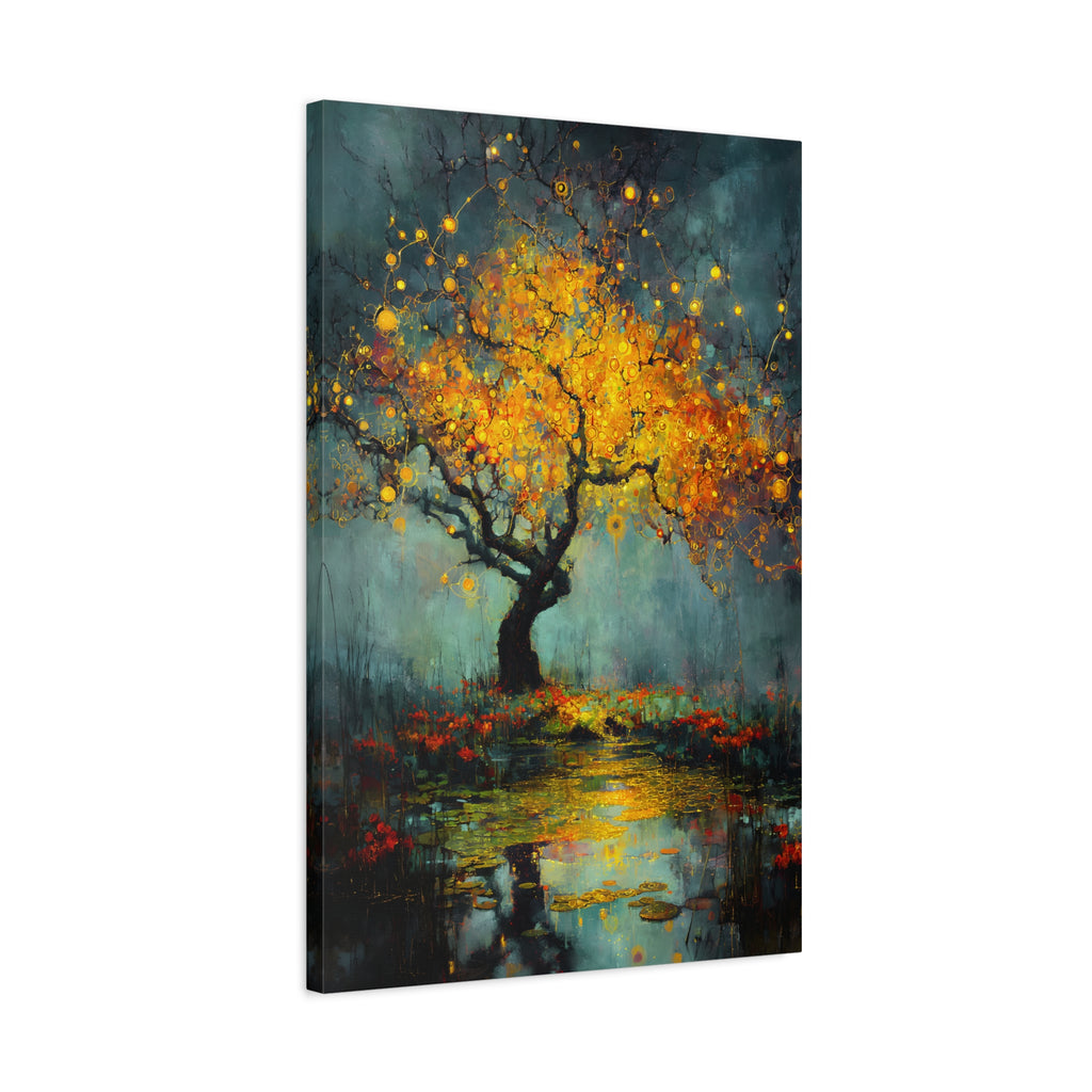 Twilight Orchard Golden Tree of Life Canvas