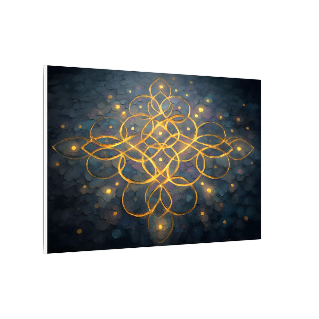 Luminous Kolam Canvas Art: Bohemian Geometry, Spiritual Decor