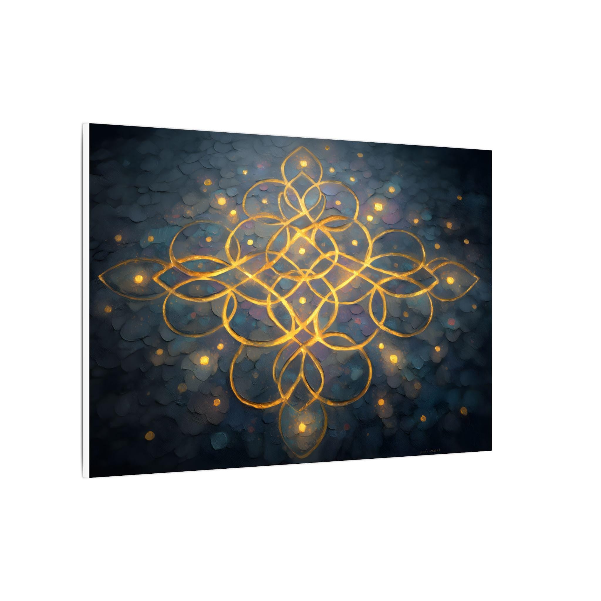 Luminous Kolam Canvas Art: Bohemian Geometry, Spiritual Decor