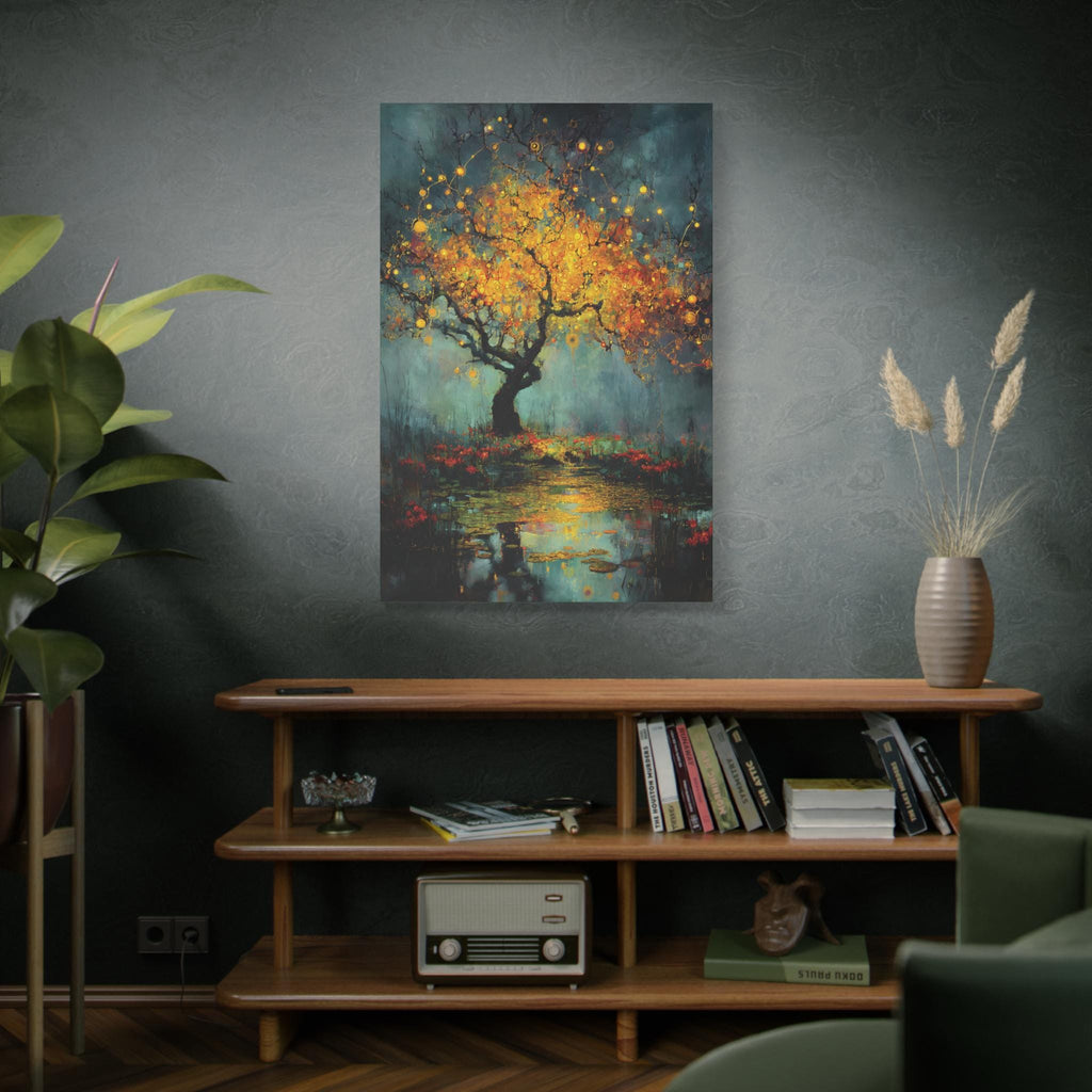 Kintsugi Twilight Canvas Art, Surreal Orchard Tree Print