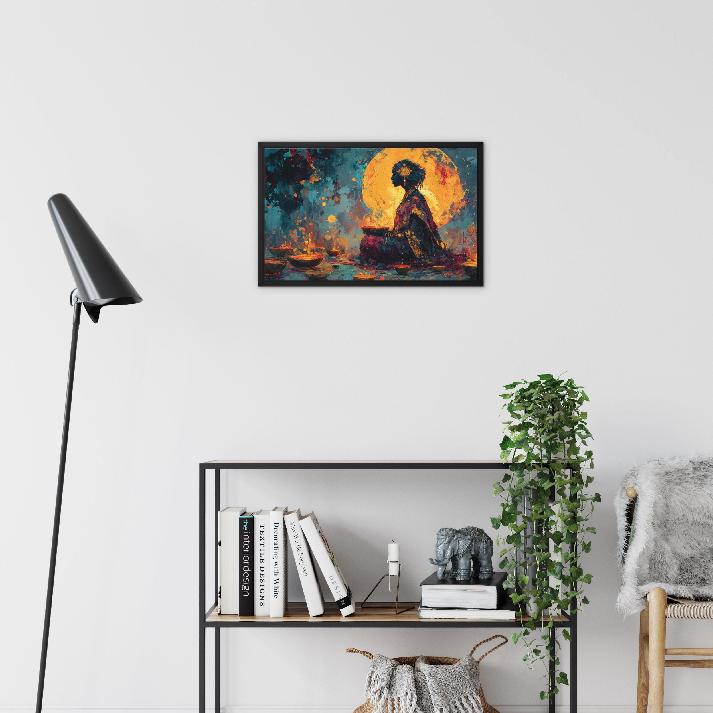 Celestial Woman Art Print | Gold, Teal Cosmic Wall Art (Digital Download)