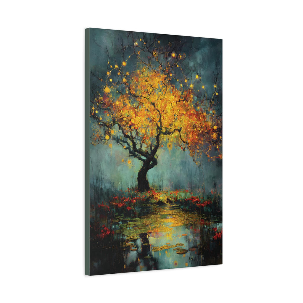 Kintsugi Twilight Canvas Art, Surreal Orchard Tree Print