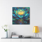 The Lotus Algorithm – Sacred Geometry Lotus Wall Art Print | Teal & Gold Spiritual Decor
