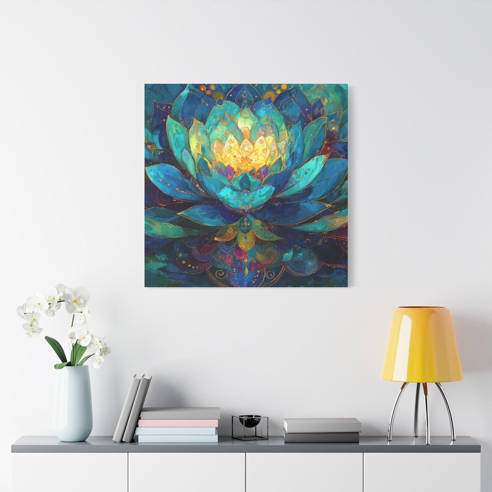 The Lotus Algorithm: Sacred Geometry vibrant Lotus Flower Print, Floral Artwork, Zen Gift, Meditation Art