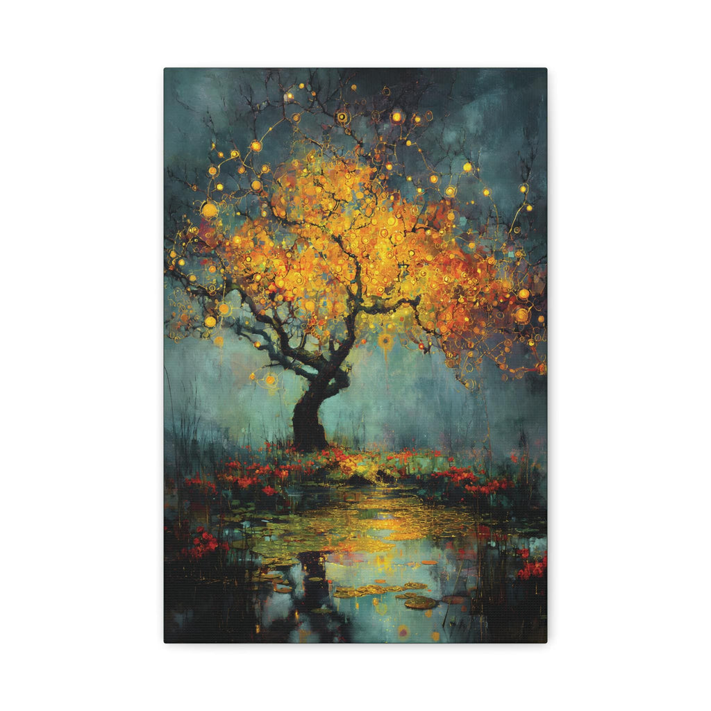 Kintsugi Twilight Canvas Art, Surreal Orchard Tree Print