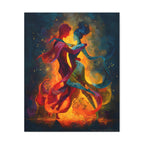 Vibrant Salsa Dance Duo: Abstract Canvas in Oil Paint Style