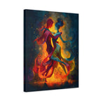 Vibrant Salsa Dance Duo: Abstract Canvas in Oil Paint Style