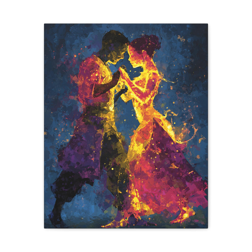 Fiery Splatter Salsa Dancers Matte Canvas Stretched 1.25"