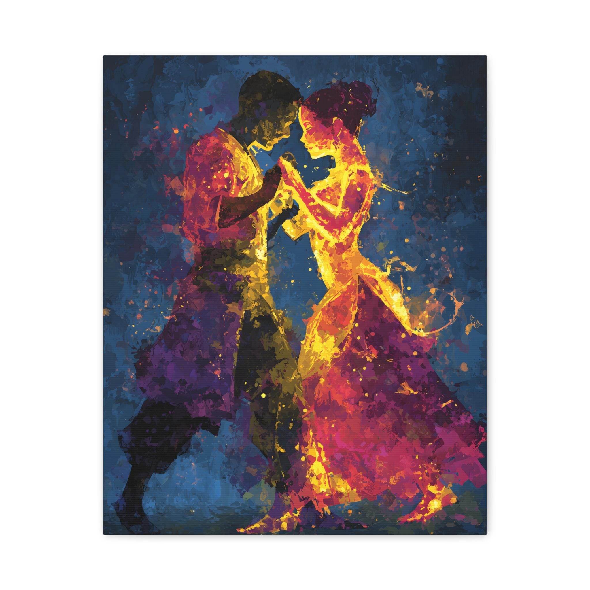 Fiery Splatter Salsa Dancers Matte Canvas Stretched 1.25"