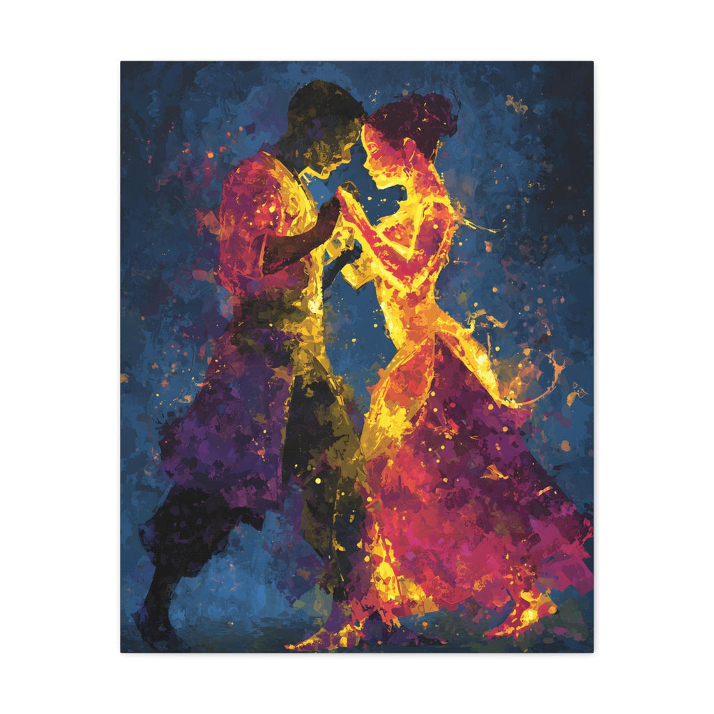 Fiery Splatter Salsa Dancers Matte Canvas Stretched 1.25"