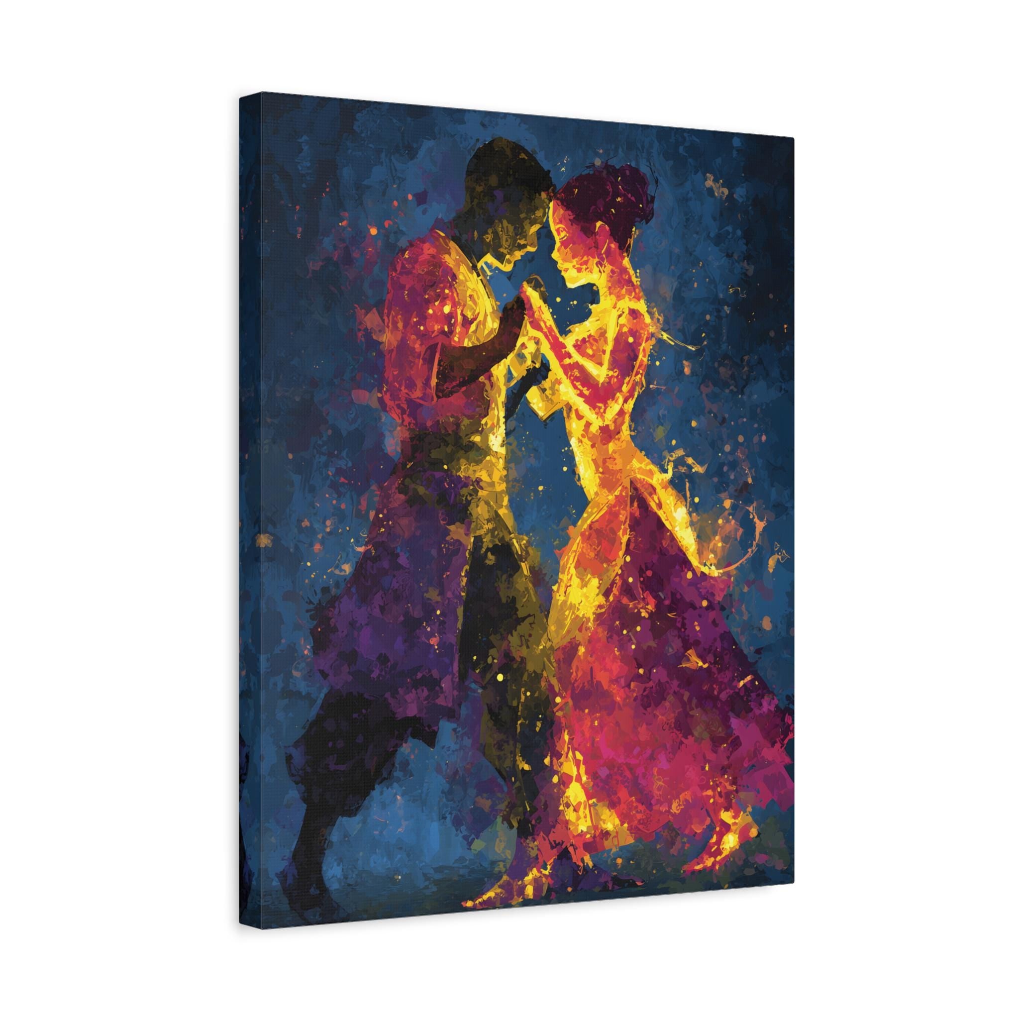 Fiery Splatter Salsa Dancers Matte Canvas Stretched 1.25"