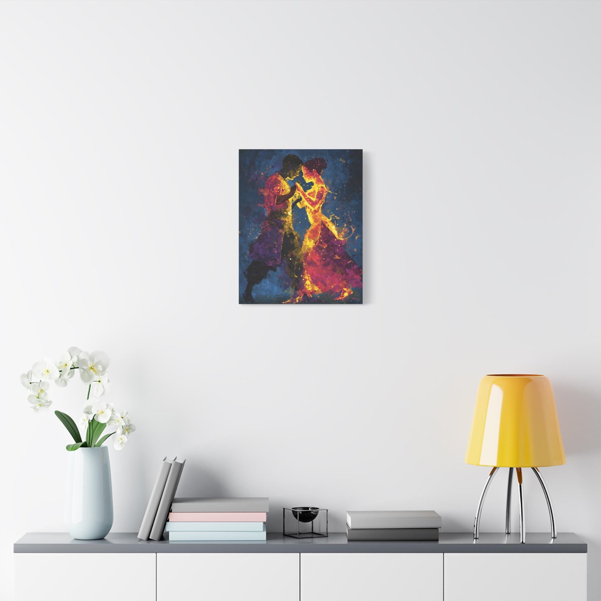 Fiery Splatter Salsa Dancers Matte Canvas Stretched 1.25"