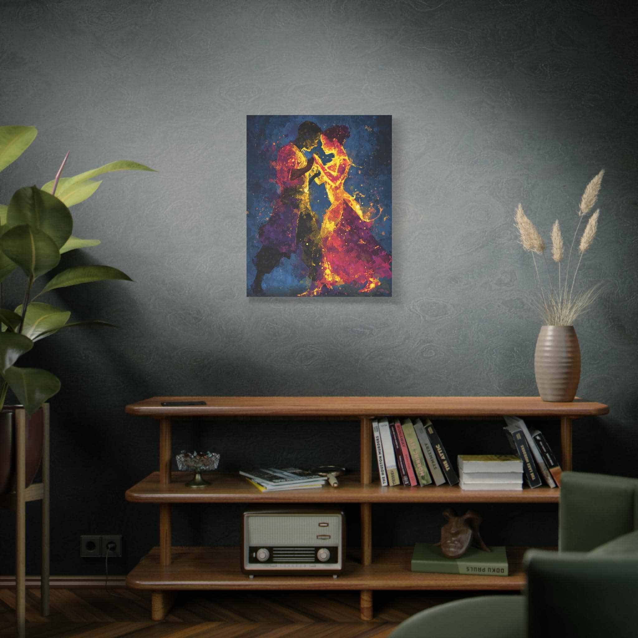 Fiery Splatter Salsa Dancers Matte Canvas Stretched 1.25"