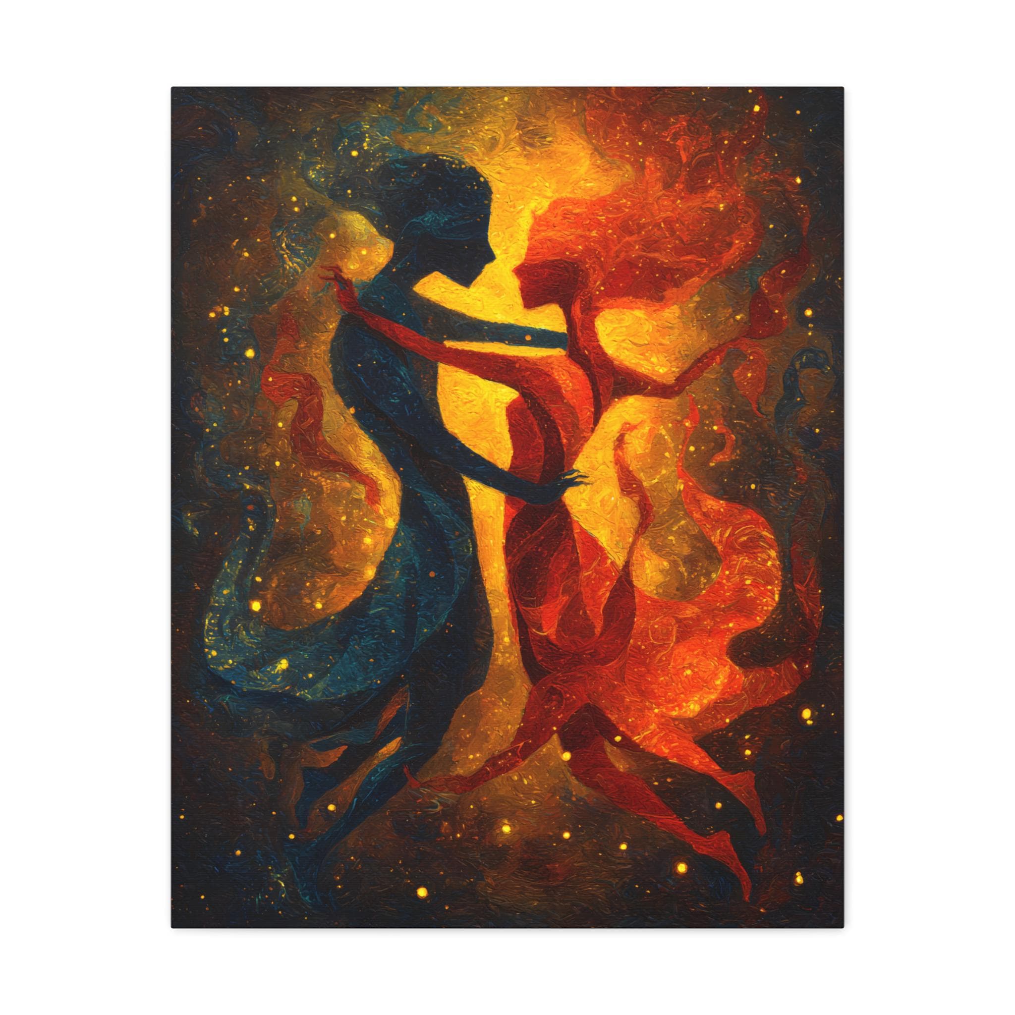 Tango Dancers Canvas Print, Oil Painting Style, Cosmic Art