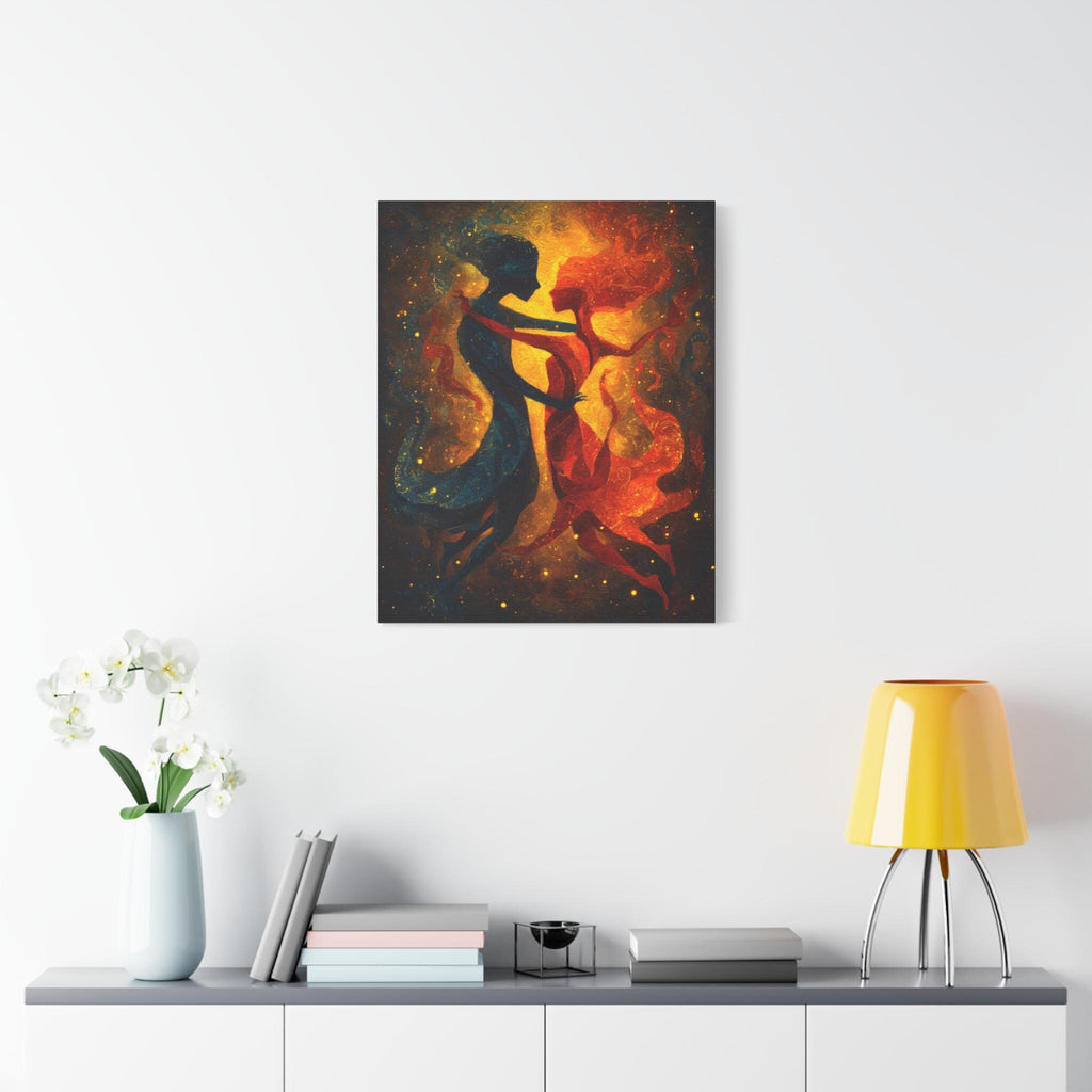 Tango Dancers Canvas Print, Oil Painting Style, Cosmic Art