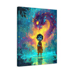 Baby Krishna Neon Water Painting Matte Canvas