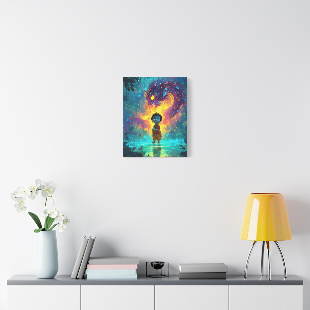 Baby Krishna Neon Water Painting Matte Canvas