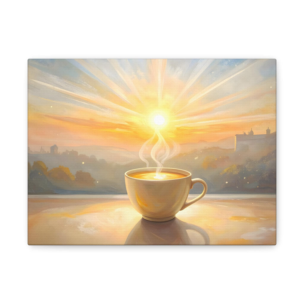 Sunrise Chai Coffee Tea Cup Canvas Art | Warm Morning Wall Decor