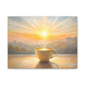 Sunrise Chai Coffee Tea Cup Canvas Art | Warm Morning Wall Decor