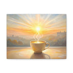 Sunrise Chai Coffee Tea Cup Canvas Art | Warm Morning Wall Decor