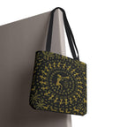 Warli Tribal Black and Gold Tote Bag | All-Over Print