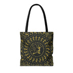 Warli Tribal Black and Gold Tote Bag | All-Over Print