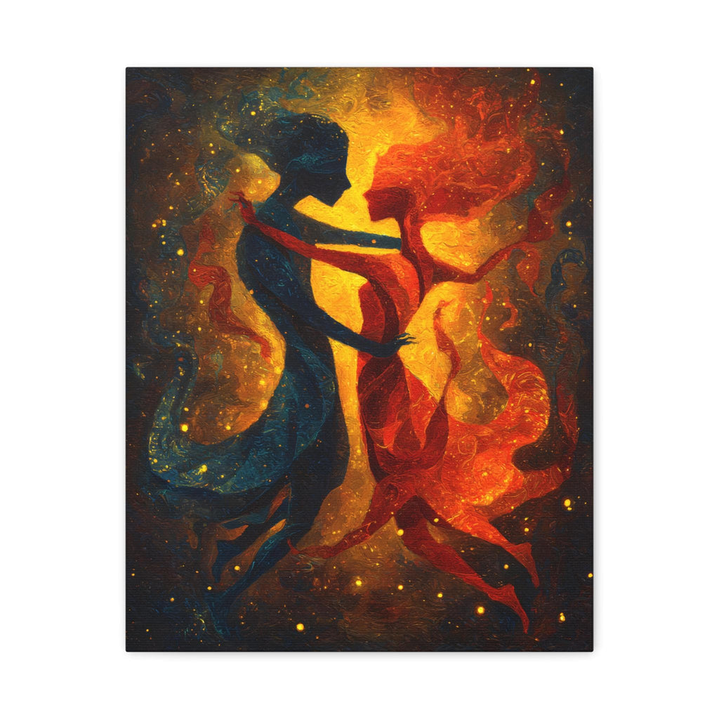 Tango Dancers Canvas Print, Oil Painting Style, Cosmic Art