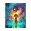 Baby Krishna Neon Water Painting Matte Canvas