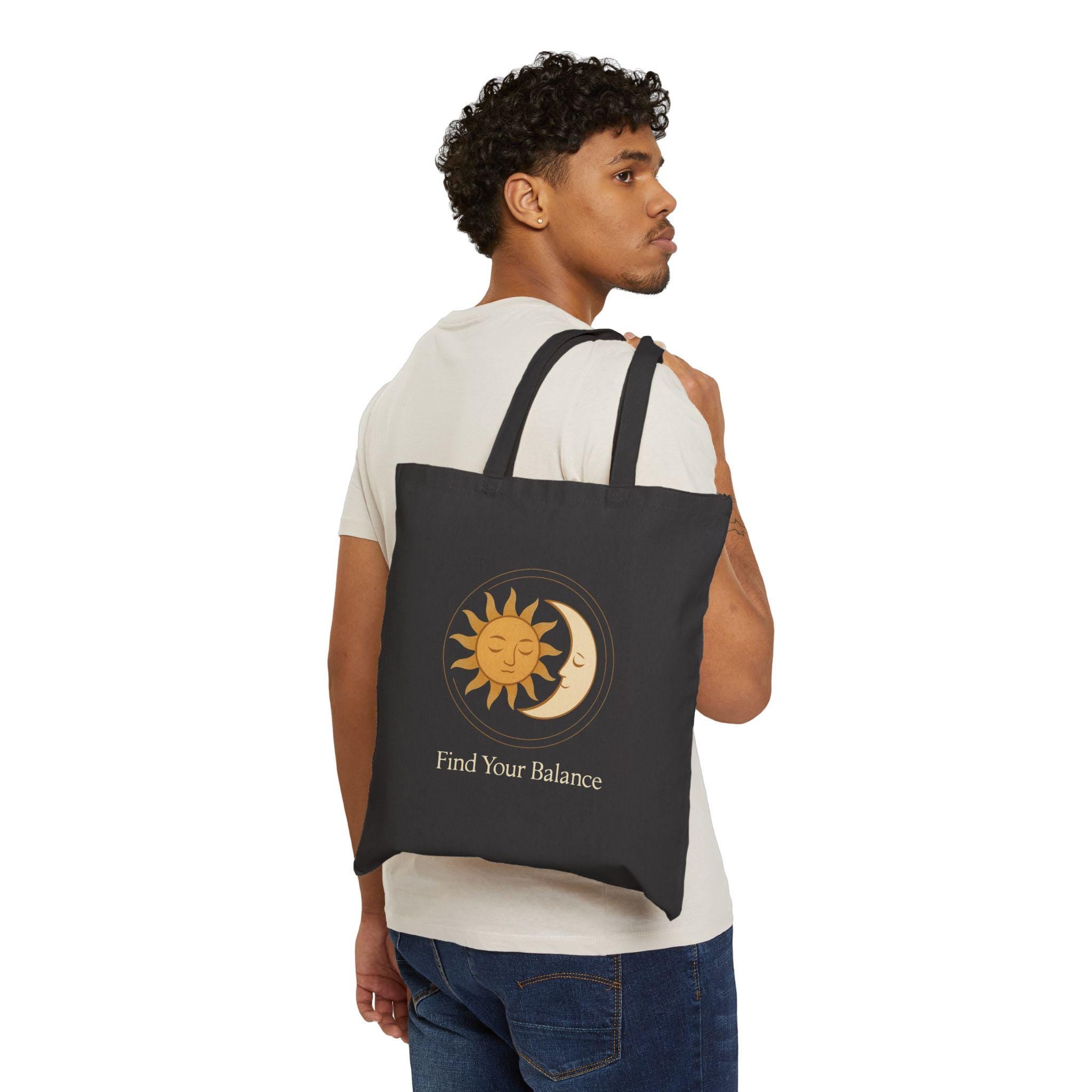 Sun and Moon Illustration Tote Bag | Celestial Canvas Tote