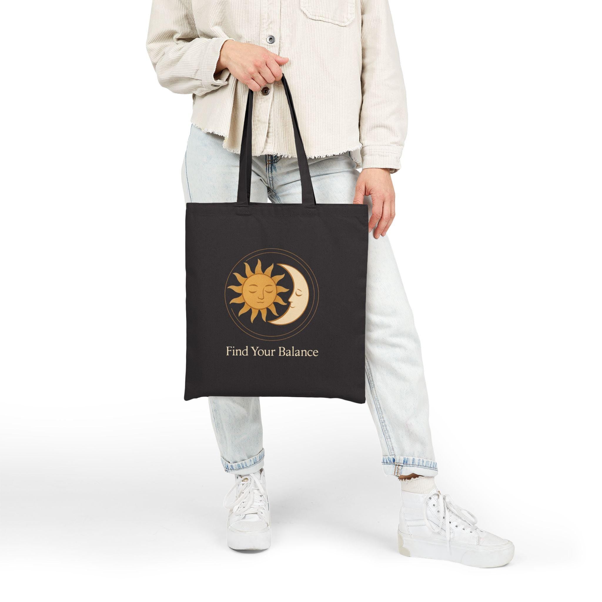 Sun and Moon Illustration Tote Bag | Celestial Canvas Tote