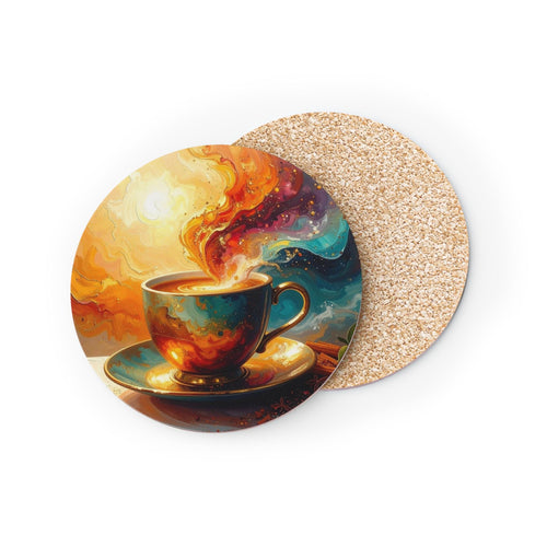Cosmic Chai Coffee Coasters - Set of 4, Drink Coasters, Home Decor, Housewarming Gift, Abstract Art Coasters, Galaxy Coasters