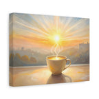 Sunrise Chai Coffee Tea Cup Canvas Art | Warm Morning Wall Decor