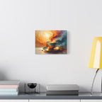 Cosmic Cup Coffee Art | Abstract Kitchen Wall Art | Chai Tea Inspired Canvas | Watercolor Style Home Decor | Cozy Coffee Love