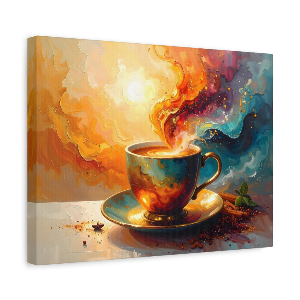 Cosmic Cup Coffee Art | Abstract Kitchen Wall Art | Chai Tea Inspired Canvas | Watercolor Style Home Decor | Cozy Coffee Love