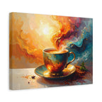 Cosmic Cup Coffee Art | Abstract Kitchen Wall Art | Chai Tea Inspired Canvas | Watercolor Style Home Decor | Cozy Coffee Love