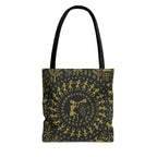 Warli Tribal Black and Gold Tote Bag | All-Over Print